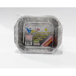 VASCHETTA ALLUMINIO EXTRA RIGIDA 1 PORZIONE 4 PZ