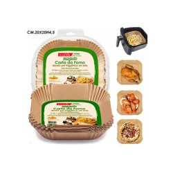 MOVIDA CARTA FORNO X FRIGGITRICE AD ARIA  50PZ RETTANGOLARE GRANDE 20X20H4,5