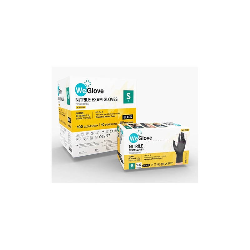 GUANTI IN NITRILE NERI 100 PZ TAGLIA XL