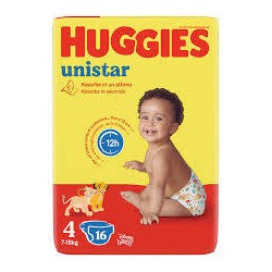 HUGGIES UNISTAR MAXI 16 PEZZI  7-18 KG (MISURA 4)