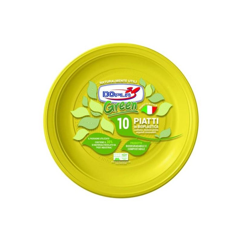 DOPLA GREEN PIATTI 10 PZ GIALLI