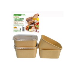 MOVIDA INSALATIERA RETTANGOLARE BIODEGRADABILE  4+4 COPERCHI 750ML POKE