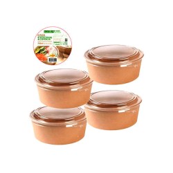 MOVIDA INSALATIERA TONDA BIODEGRADABILE 4+4 COPERCHI 750ML