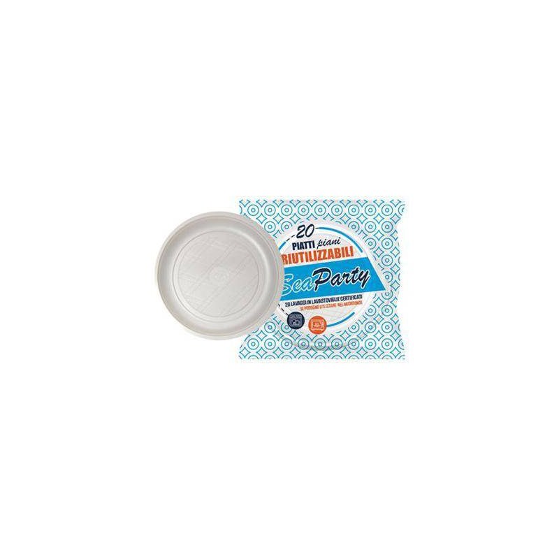 SEA PARTY PIATTI RIUTILIZZABILI PIANI 20 PZ